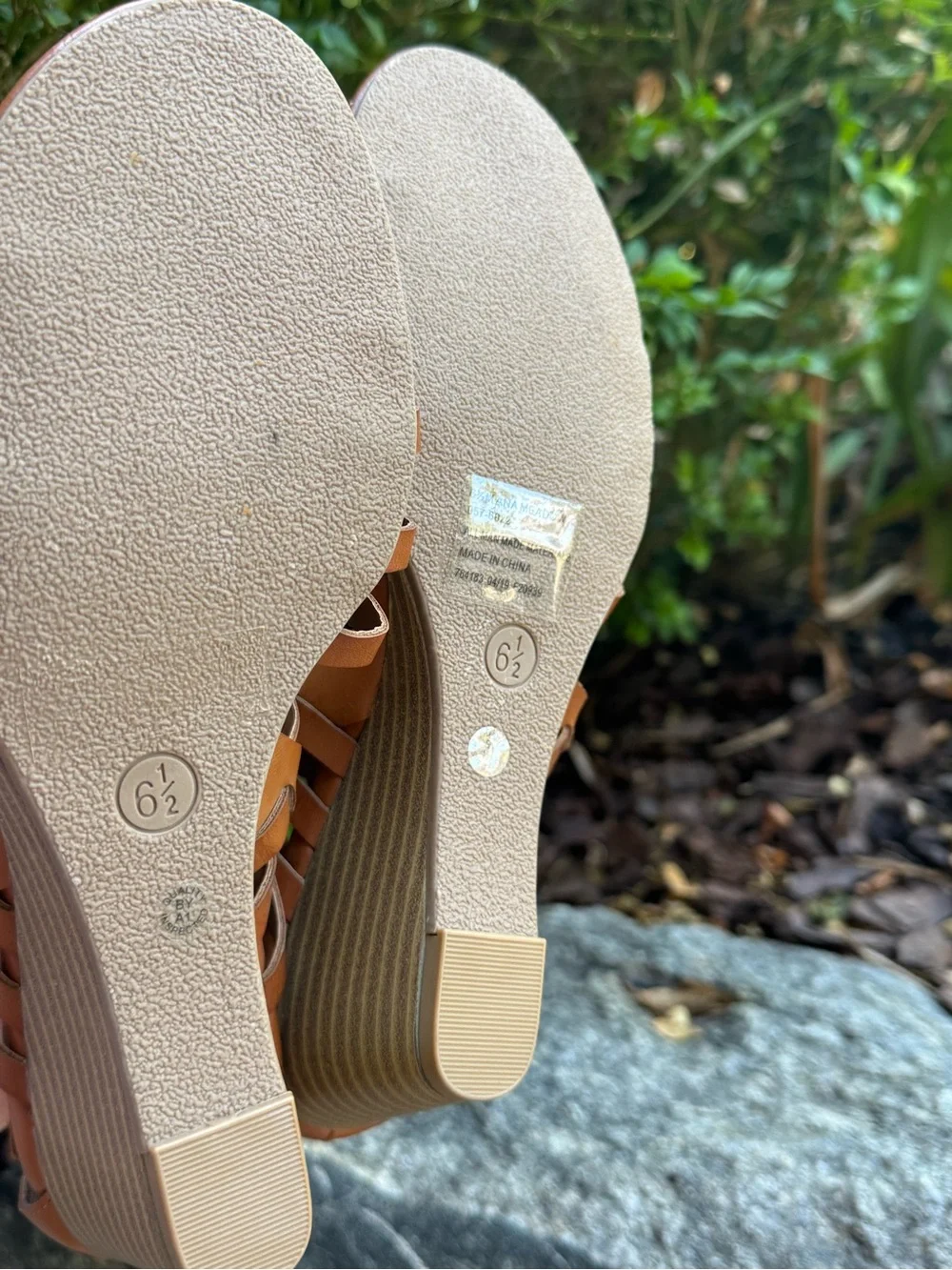 a.n.a Cognac Strappy Wedge Sandals 6.5 nwot - Picture 5 of 6